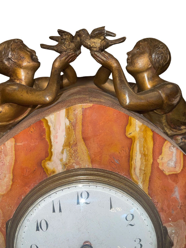French Marble & Spelter Clock Garniture, Japy Frères, 19th Century.
