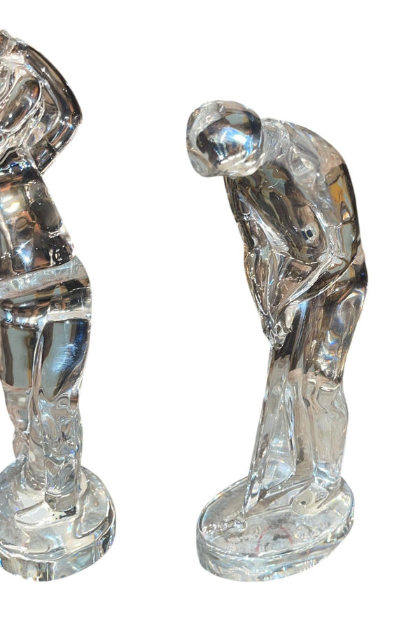 Pair of Baccarat Crystal Golfer Figurines