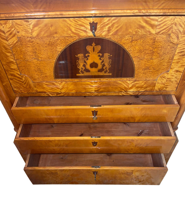 19th Century Biedermeier Secretary Desk with Secret Compartments