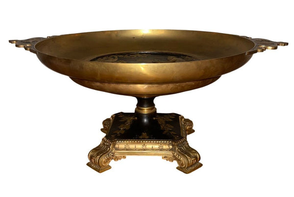 Early 20th Century French Empire-Style Bronze Pedestal Tazza - Signed E. Picault