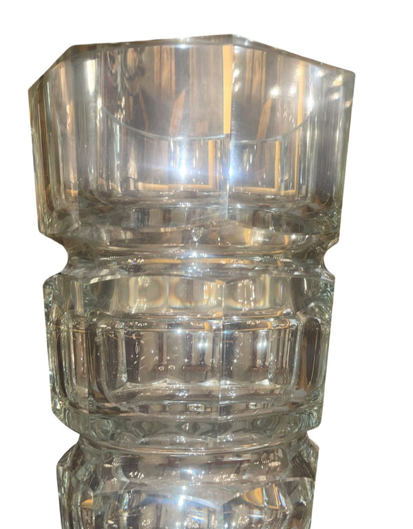 Set of 3 Art Deco Cut Crystal Vases in the Manner of Josef Hoffmann for Moser.