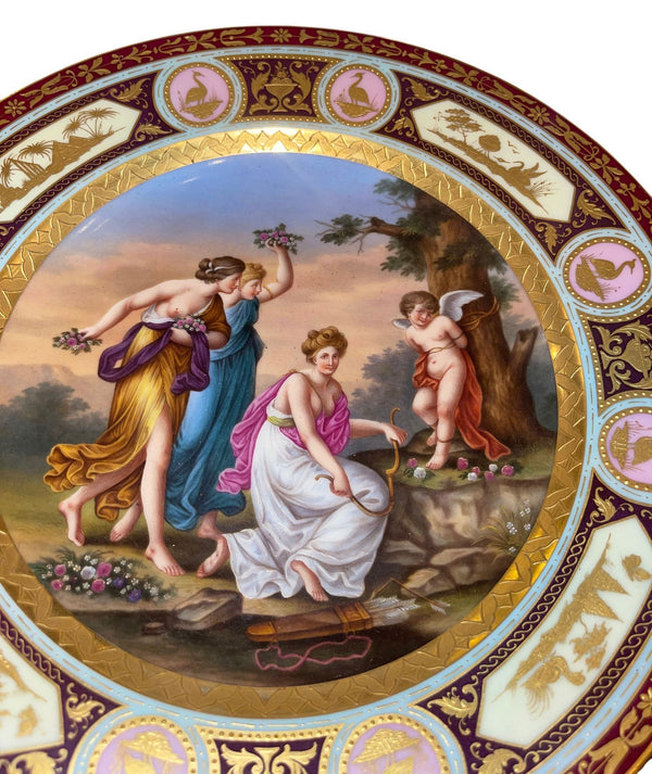 Pair of 19th Century Royal Vienna Hand-Painted Porcelain Plates