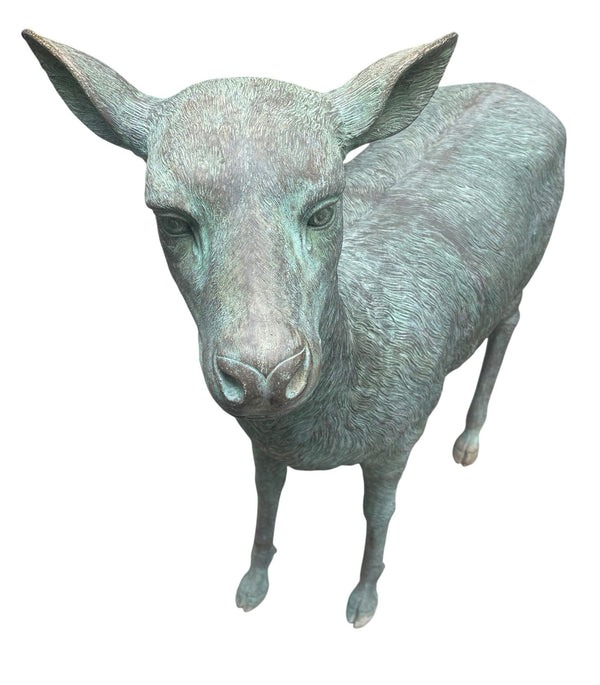 Pair of Monumental Bronze Stag and Doe Sculptures by Lake Geneva Studios