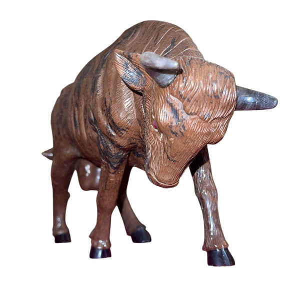 Manfred Gettman Attrib. Brown & Black Obsidian Bull Sculpture. Germany, 20th C.