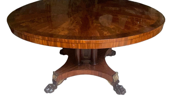 Late 19th Century English Flame Mahogany Pedestal Dining Table