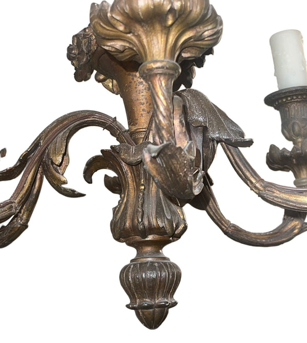 Elegant Pair of French 19th Century Bronze Chandeliers