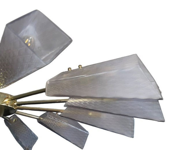 Ventilatore Style Chandelier with Murano Glass Tiles, Italy, 1980's.