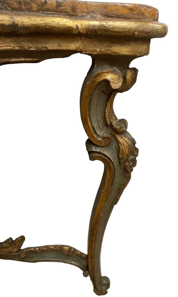 Italian Early 18th Century Giltwood Console with Faux Marble Top