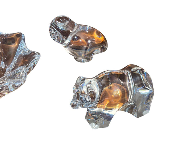 Set of Five Baccarat Crystal Animal Figures & Bowl. Late 20th Century.