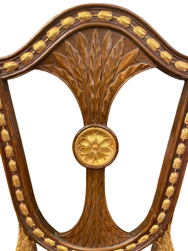 Early 19th Century Pair of Russian Neoclassical Parcel-Gilt Side Chairs