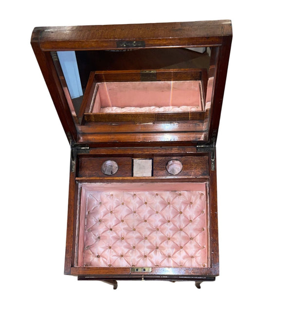 Petite 19th Century French Vanity Table with Mirror