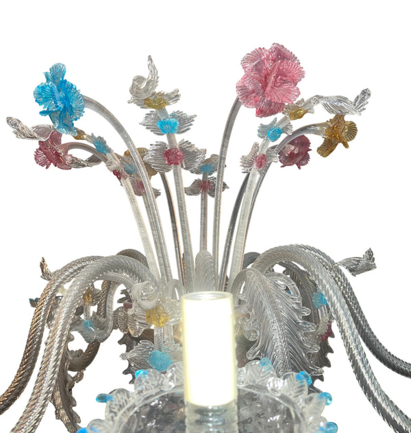 Venetian Murano Glass Floral Floor Lamp, Multicolor, Italy, 1950's.