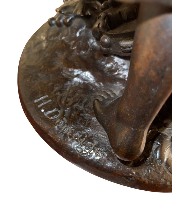 H. Dumaige Bronze Sculpture of Two Dancing Women. Late 19th Century, France.