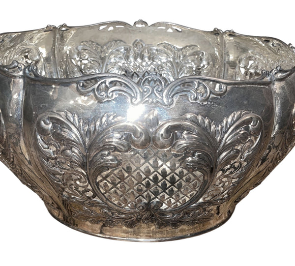 Damar 925 Sterling Silver Centerpiece Basket Bowl. Turkey, Late 20th Century.