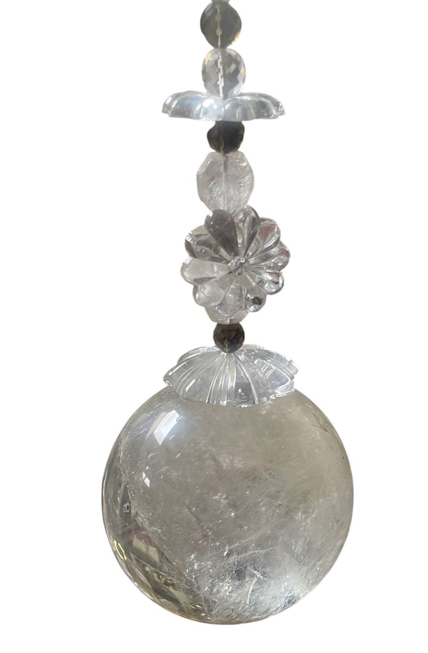 Elegant Italian Rock Crystal & Black Metal Chandelier. 20th Century.
