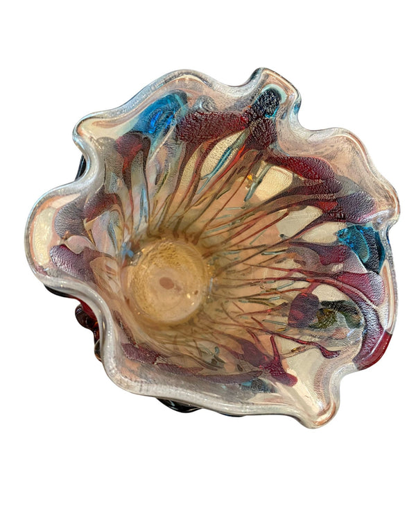 Large Murano Polychrome Glass Vase Attributed to Barovier e Toso. Italy, 1960's.