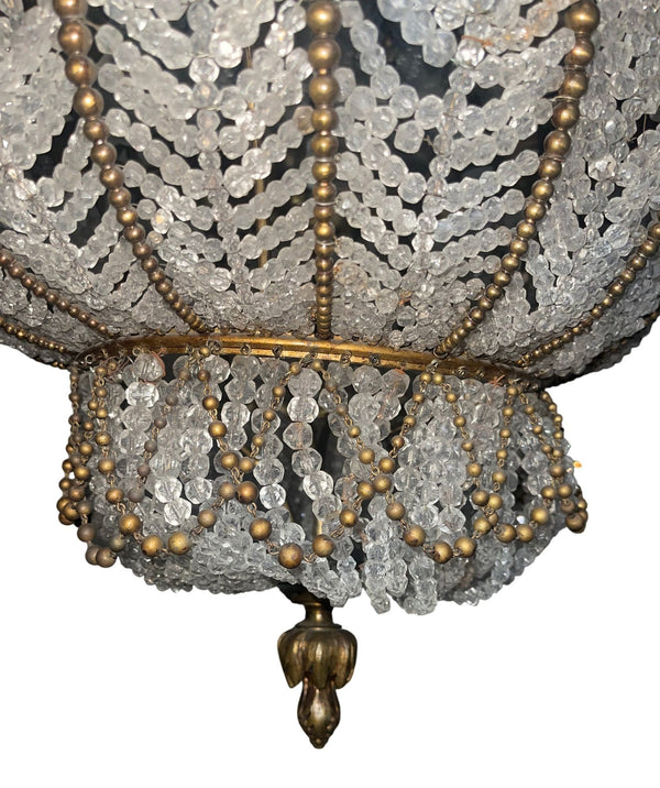 19th Century French Bronze and Beaded Chandelier