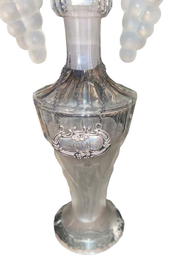 Pair of Hoffmann Art Deco Crystal Nude Figural and Grape Decanters, 1920's.