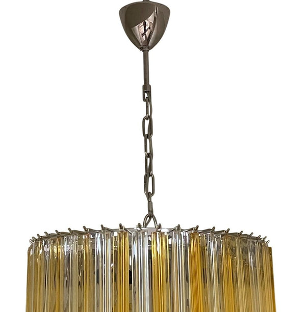 Mid-20th Century Italian Spiral Chandelier with Amber & Clear Venini Glass