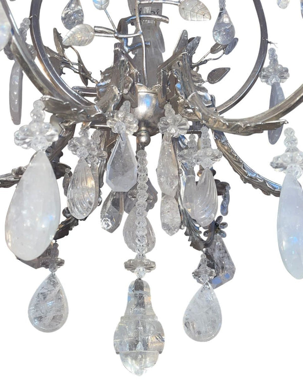 20th Century French Rock Crystal Chandelier with Parrot Motif