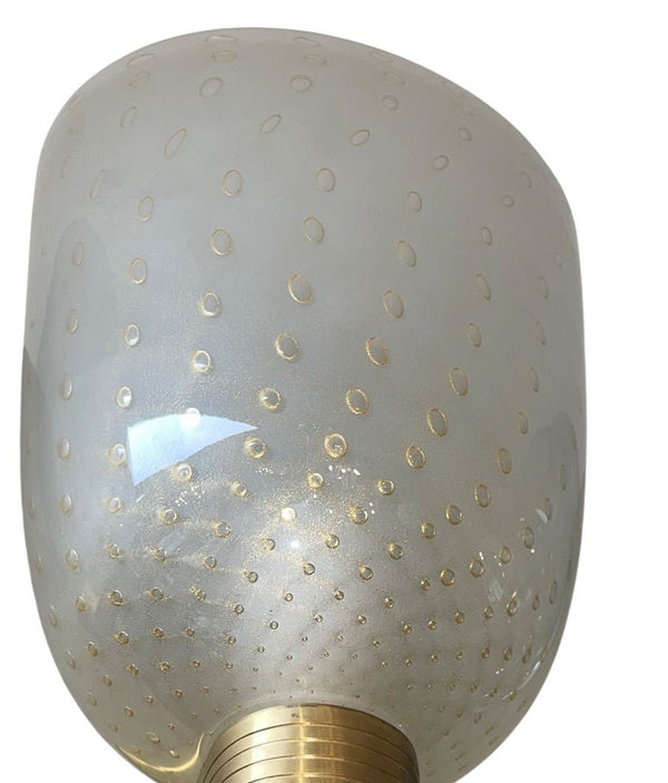 Set of Six Italian Campana Glass Sconces with Gold Circle Detail. 1980's.