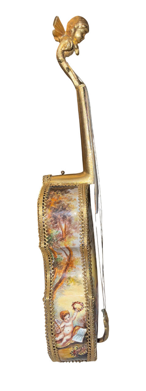 Rare 19th Century Austrian Enameled Violin Music Box