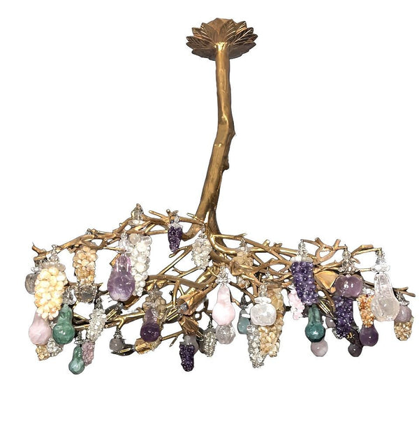 Pegaso Gallery Design “Tree of Life” Chandelier with Semi-Precious Stone Fruits