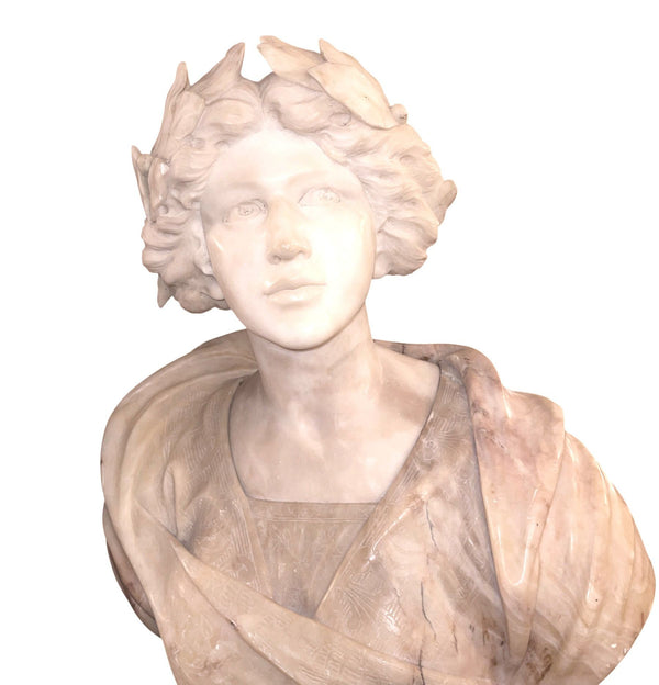 19th Century Italian Marble Bust of Sappho( Greek Lyric Poet) on Pedestal