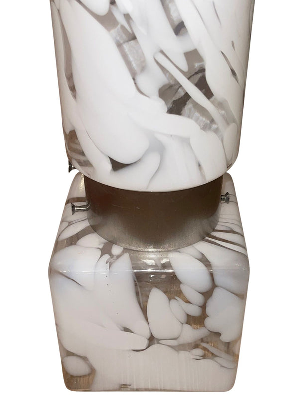 1970's Murano Art Glass Single Wall Sconce in White Mottled Glass