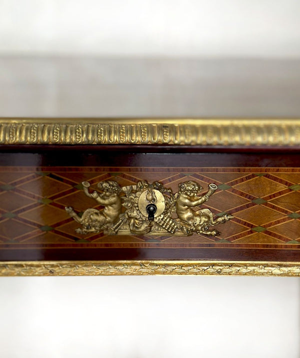 French 19th Century Inlaid Table w/ Bronze Mounts