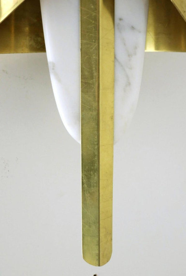 Set of Seven Vintage Sconces w/ Obelisk Shaped Marble on Brass Frame, Italy, 1960s
