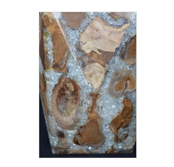 Striking Geometric Resin and Wood Stool. U.S.A. 1980's.