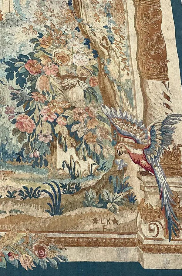 Late 19th Century Verdure Wool Tapestry Signed L.K.F. (Lorentz Kleiser).
