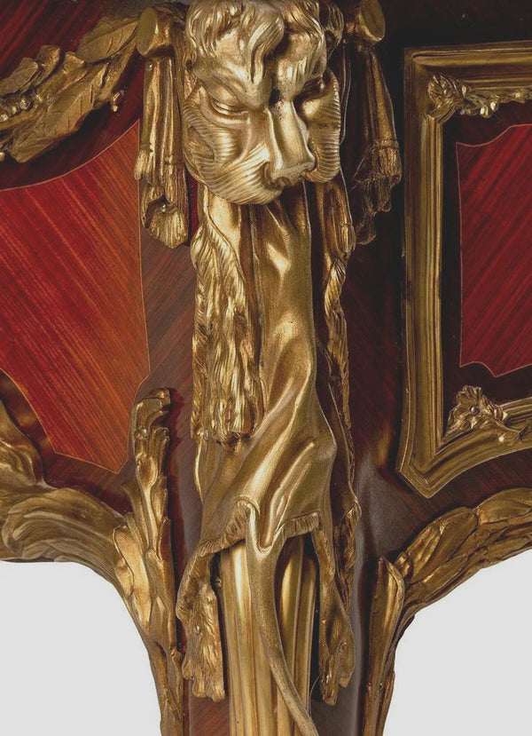 French 20th C. Louis XV Style Bronze Mounted-Kingwood & Plaque-Inset Bureau Plat