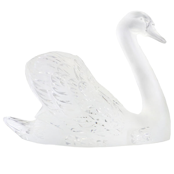 Pair of Frosted Glass Centerpiece Swan Figures by Lalique