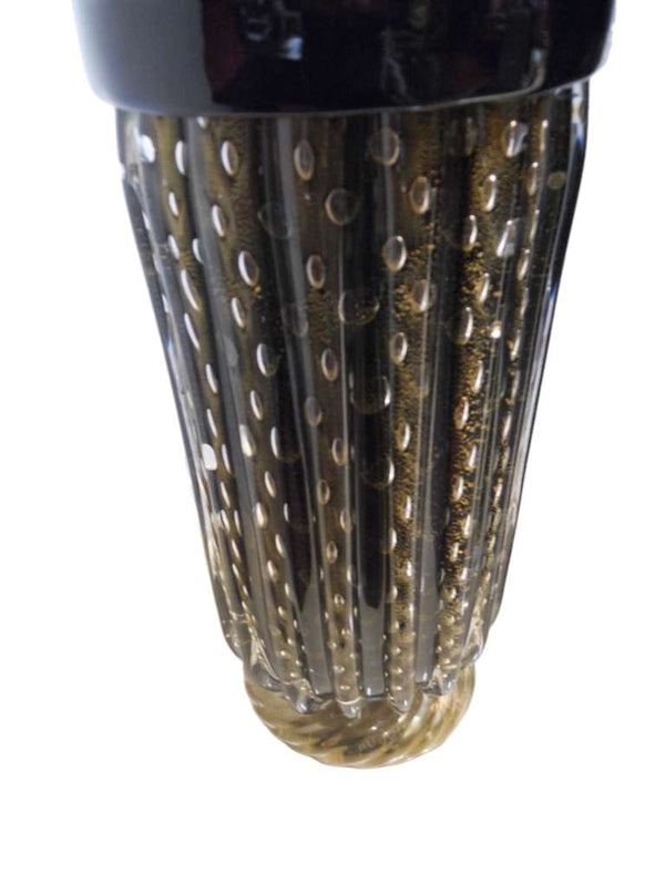 Elegant Pair of Murano Black & Gold Vases by Pino Signoretto. Italy, 1960's.