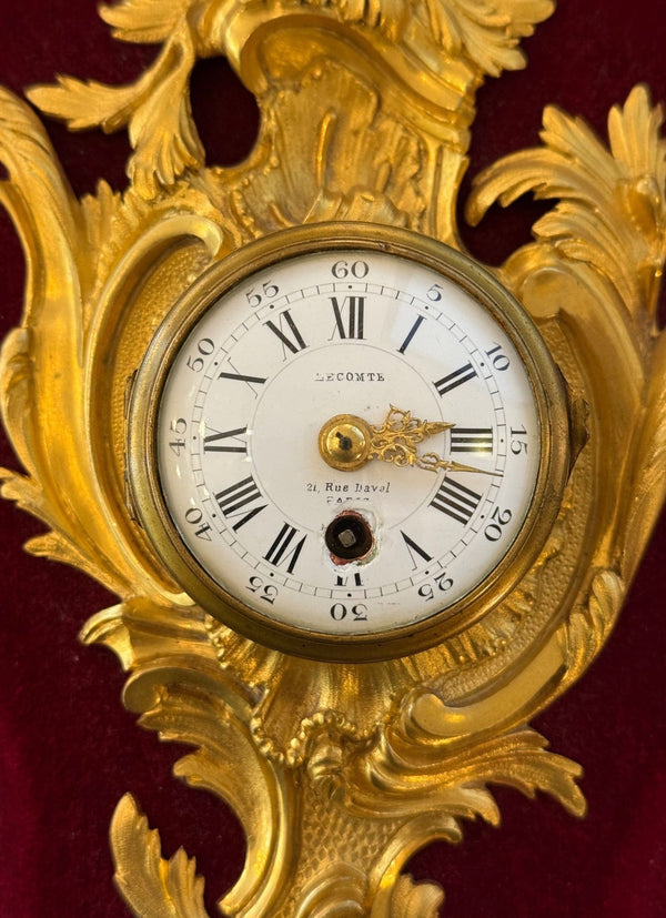 French Louis XV Style Ormolu Cartel Wall Clock by Lecomte, Paris, 19th Century.