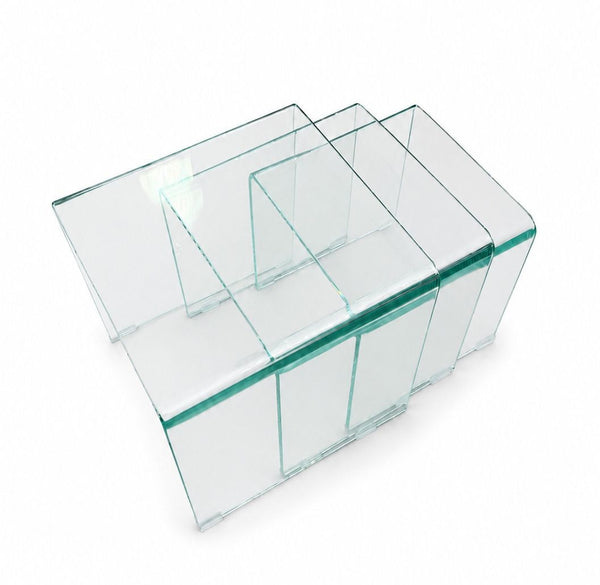 Pair of Italian Waterfall Glass Nesting Tables, 20th Century