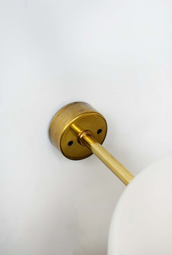 Set of Three Stilnovo Brass & Opaline Glass Wall Sconces, Italy, c. 1960's.