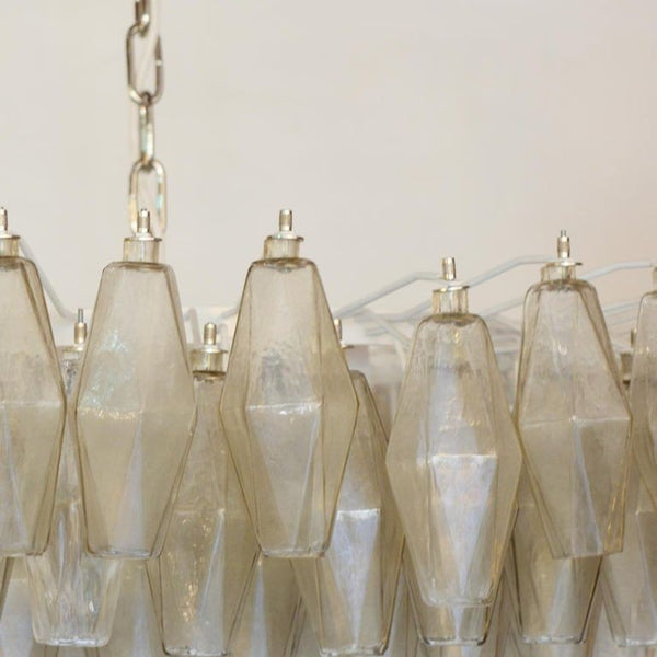Alberto Donà Light Smoky Murano Poliedri Chandelier, Italy, 1960's.