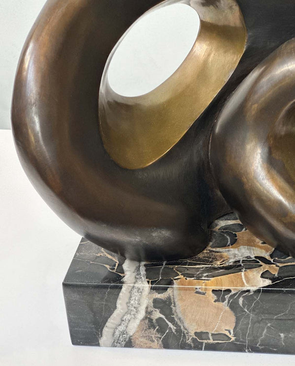 Abstract Bronze Sculpture on Marble Base by Jean Jacques Porret, 1985