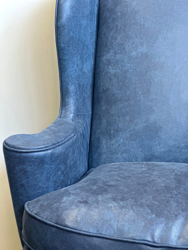 Pair of Vintage Blue Leather Chairs