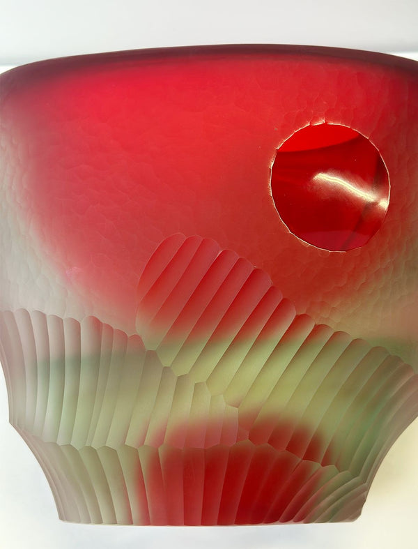 Vintage Italian Red & Clear Murano Glass Vase by Romano Dona, c. 1960's
