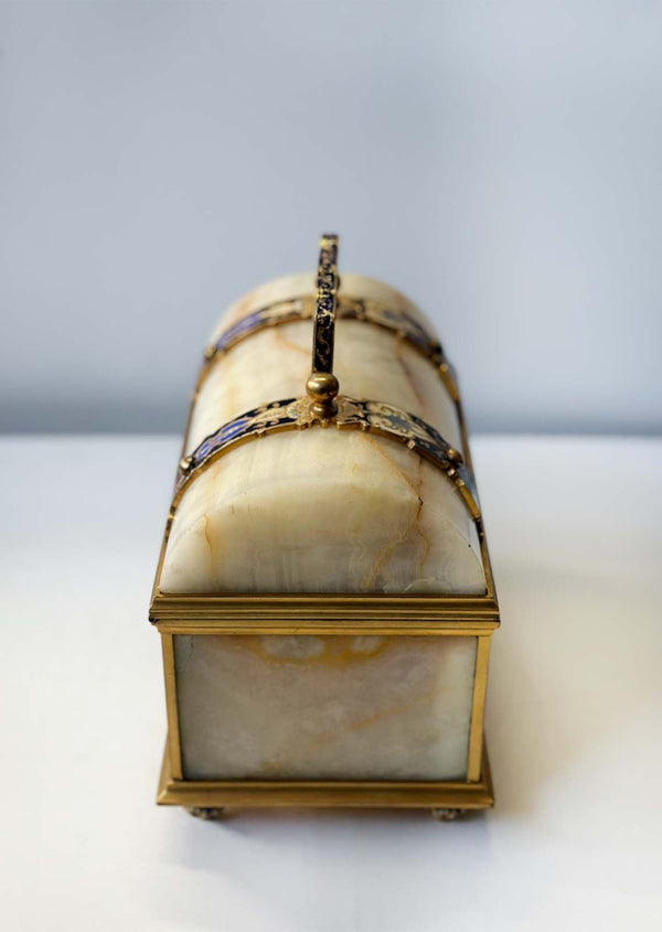 French Late 19th Century Onyx Champlevé Jewelry Box