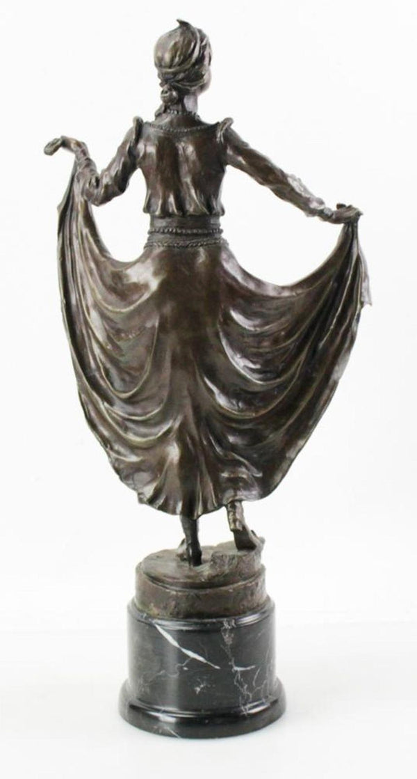 Bronze Art Deco Sculpture of a Dancer on Marble Base