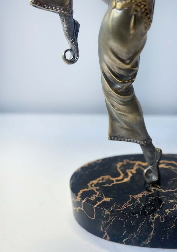 Art Deco Snake Charmer Bronze Sculpture by S. Lipchytz
