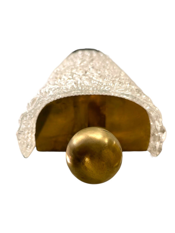 Vintage Single Murano Glass & Brass Wall Sconce. Italy, 1970's.
