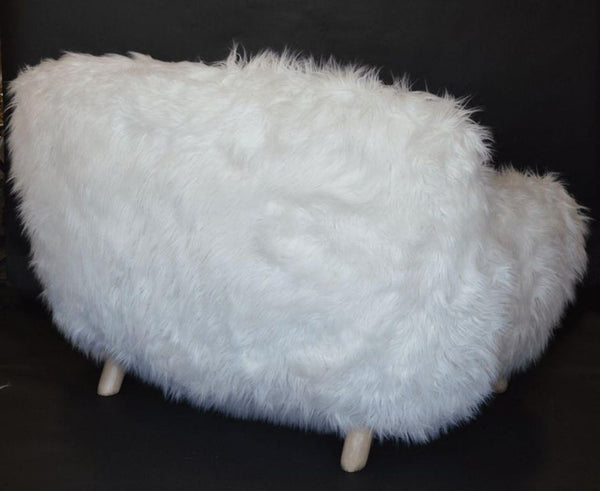 Pair of Soft White Oversized Faux-Fur Arm Chairs