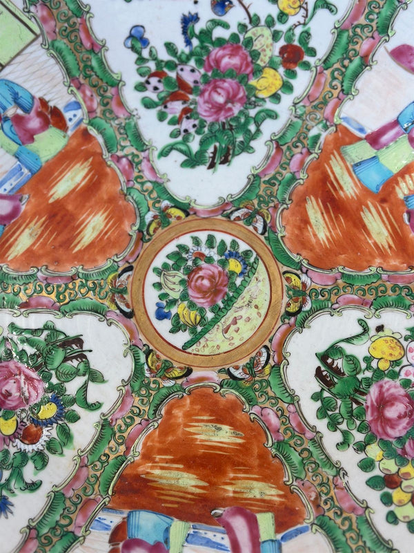Early 19th Century Chinese Export Rose Canton Hand-Painted Charger Plate (16”)