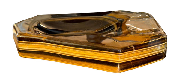 Set of Four Mid-Century Italian Carved Tiger Eye Stone Catchall Trays.